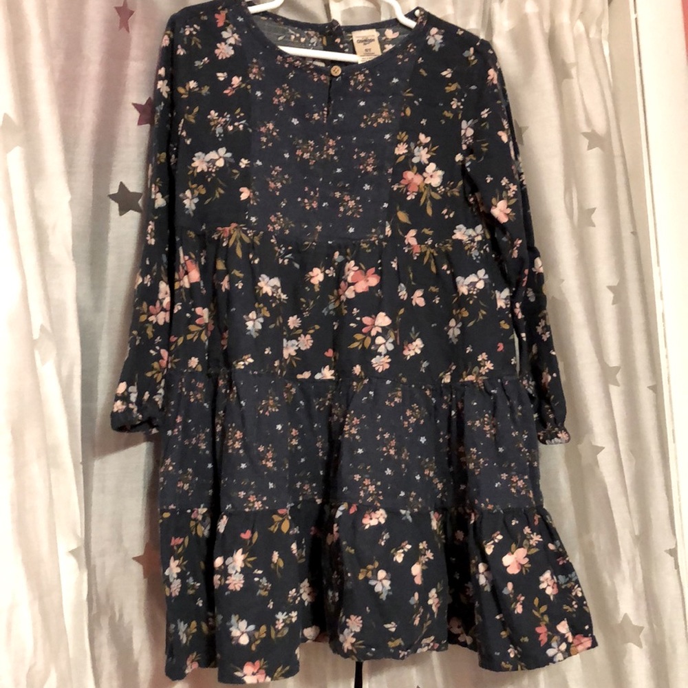 Oshkosh dress two shades of blue with flowers long sleeve 5t